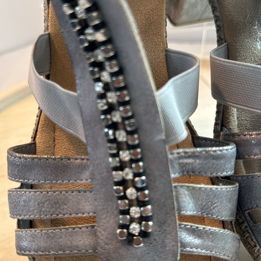 Rieker Metallic Silver Leather Sandals - Picture 6 of 8